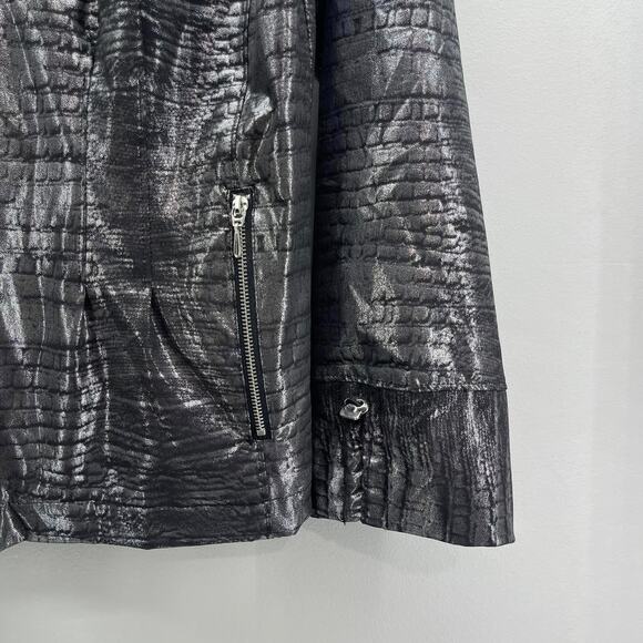 Chicos‎ Zenergy Metallic Jacket Womens XS Silver Full Zip Lightweight Casual - Picture 4 of 7